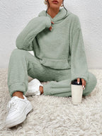 Women's Set – Soft Fleece Indoor Outfit with Hoodie & Comfortable Jogging Pants