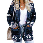 Damen Strickjacke mit Ethno-Muster und praktischen Taschen Drune