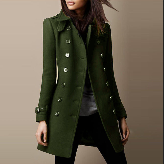 Women's Tweed Jacket with Fitted Cut, Elegant Winter Jacket with Button Closure | Perfect for Winter - Green