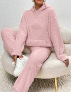 Women's Set – Soft Fleece Indoor Outfit with Hoodie & Comfortable Jogging Pants