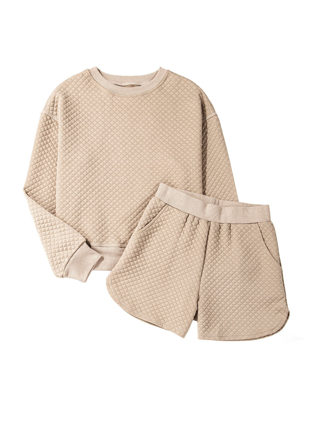 Damen Lounge-Set mit strukturiertem Oberteil und Shorts