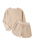 Damen Lounge-Set mit strukturiertem Oberteil und Shorts