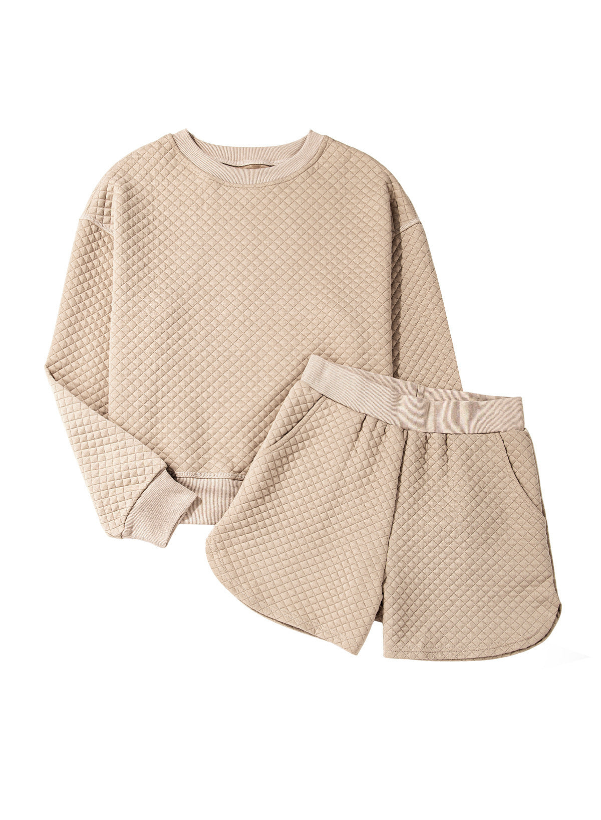 Damen Lounge-Set mit strukturiertem Oberteil und Shorts