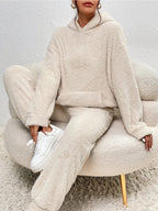 Women's Set – Soft Fleece Indoor Outfit with Hoodie & Comfortable Jogging Pants