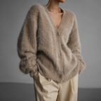 Women's Cardigan, Relaxed Fit, Classic Cut for Cold Winter Days - Brown