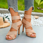 Damen-Pumps mit Stilettoabsatz und Riemchen-Überkreuzung