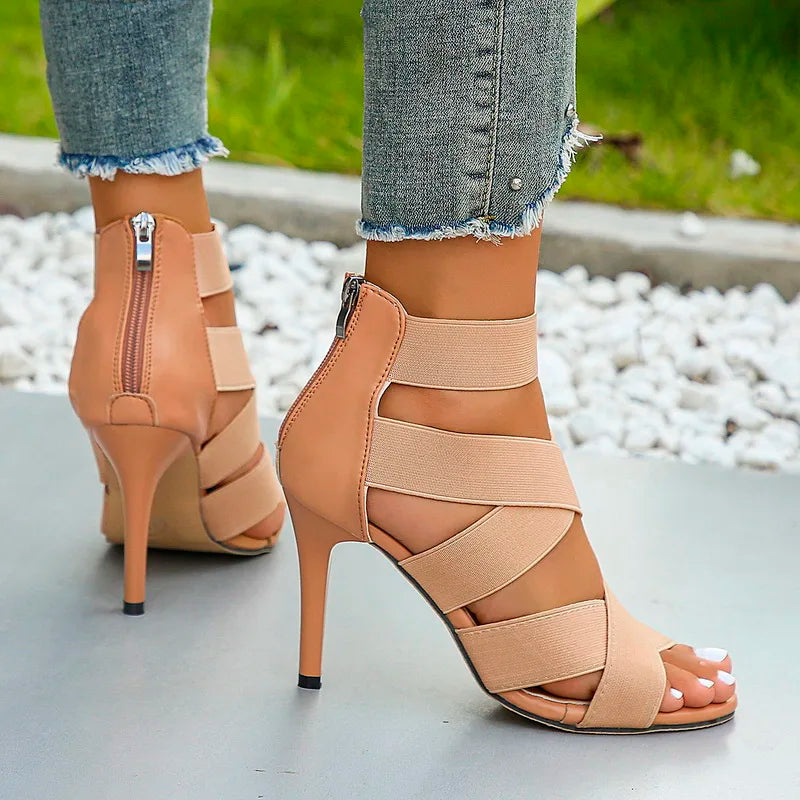 Damen-Pumps mit Stilettoabsatz und Riemchen-Überkreuzung