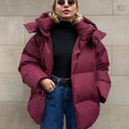 Warm Insulated Puffy Winter Jacket for Women | Perfect for Cold Months - Wine Red