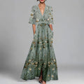 Relaxed-Fit Women's Autumn Maxi Dress with Lightweight, Breathable Fabric and Casual Design - Green