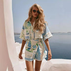 Women’s Patchwork Print Co-Ord Shorts Set