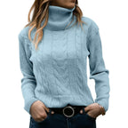 Women's Knit Turtleneck Sweater with Flattering Fit | Perfect for the Cold Season - Light Blue