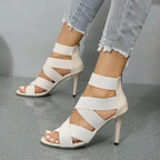 Damen-Pumps mit Stilettoabsatz und Riemchen-Überkreuzung
