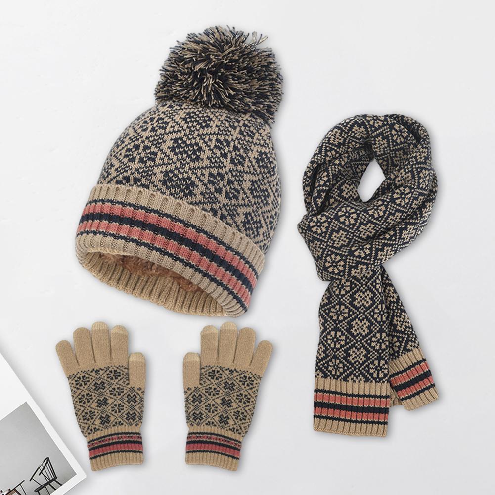 3-teiliges, warmes Winterset aus Strick für Damen
