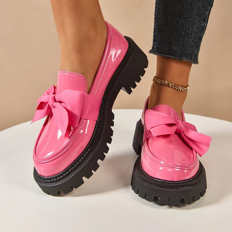 Women's Platform Shoes, Butterfly Bow, Cushioned Insole - Pink