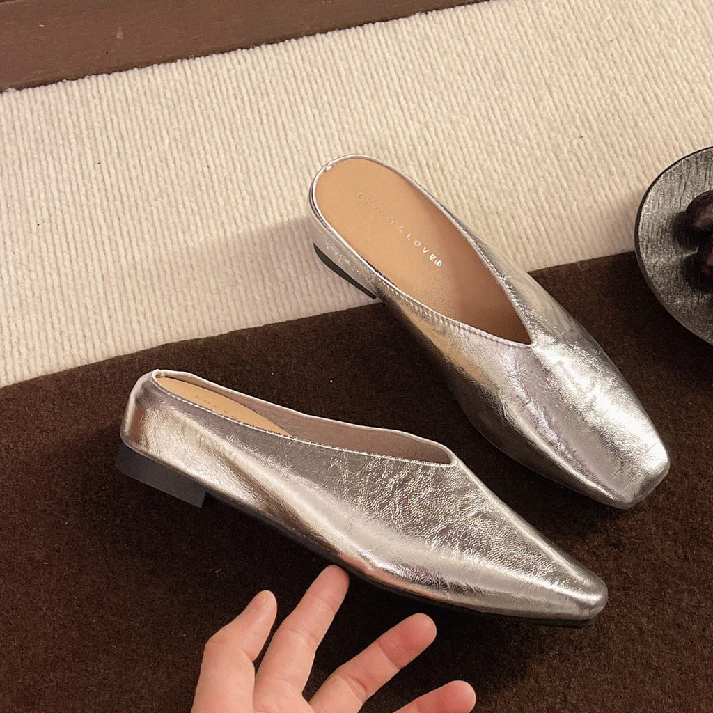 Women's Slippers with Low Cut and Supportive Sole - Silver