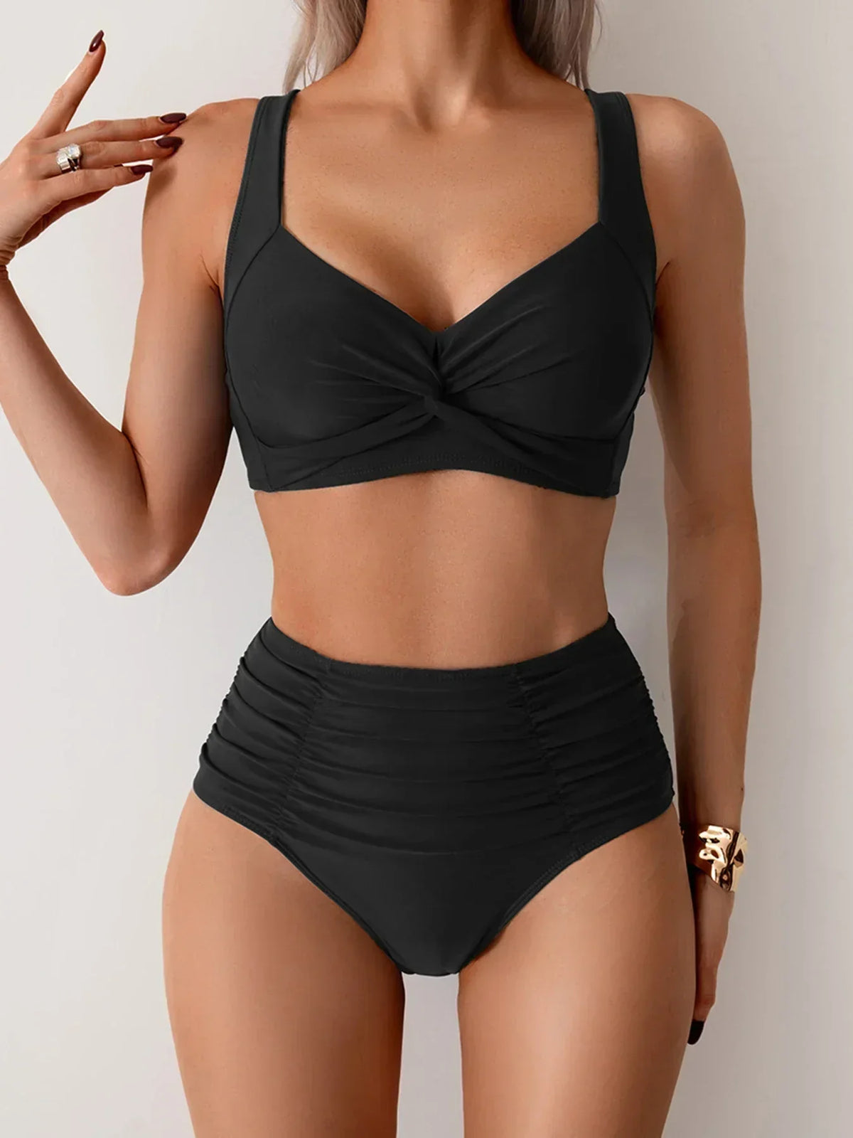 Elegant High-Waist Classic Bikini Set