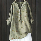 Women's Autumn Blouse with Lightweight Fabric and Flattering Elegant Cut - Green