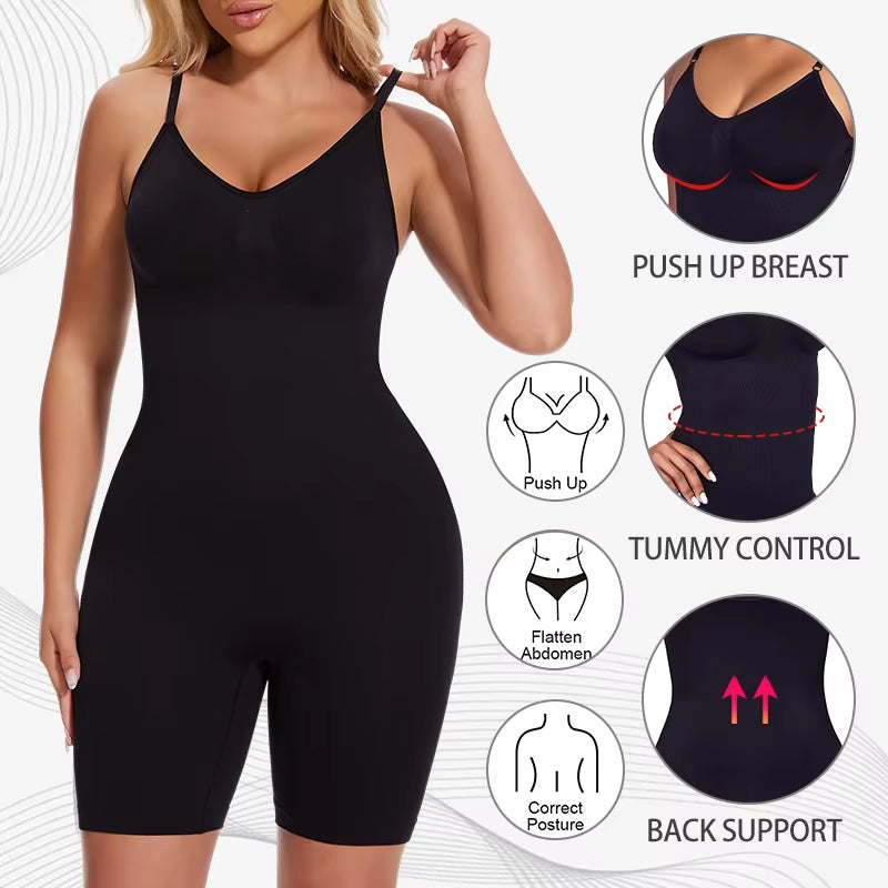 Nahtloser formender Bodysuit mit verstellbaren Trägern