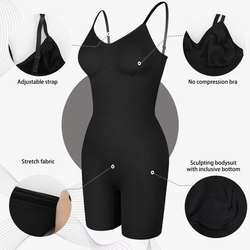 Nahtloser formender Bodysuit mit verstellbaren Trägern