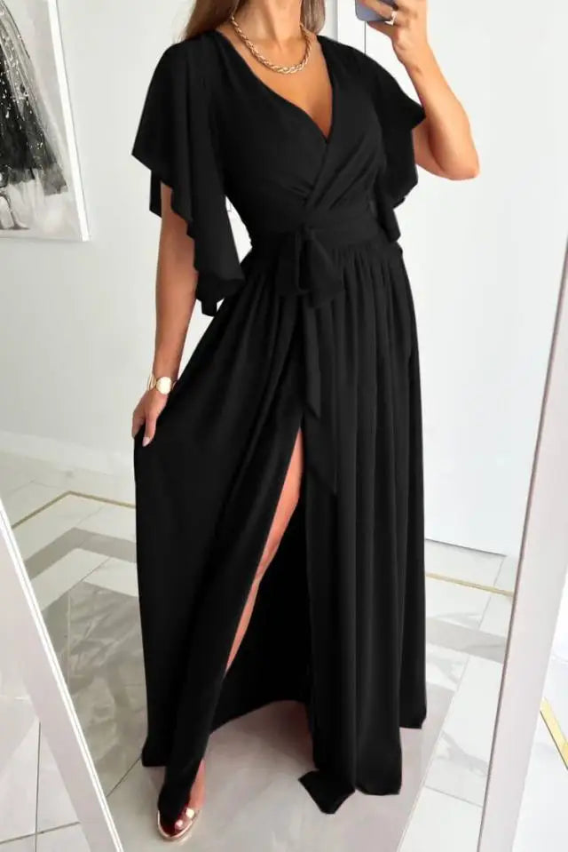 Schickes Kleid mit V-Ausschnitt | Zeitloses Damenkleid