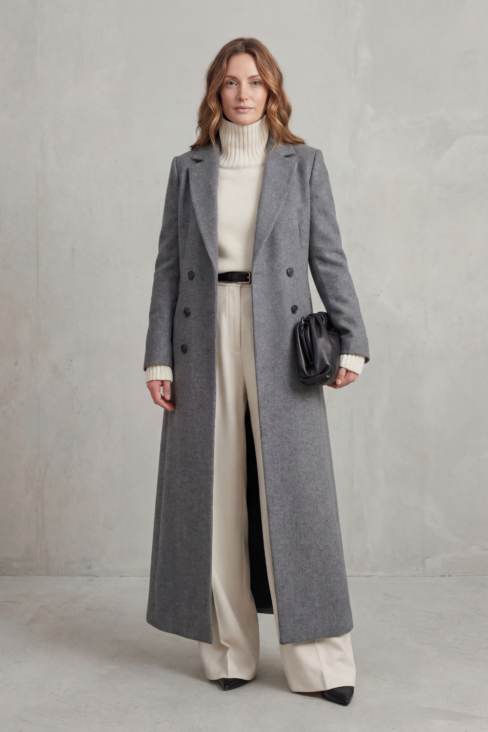 Doppelreihiger Maxi-Mantel für Damen