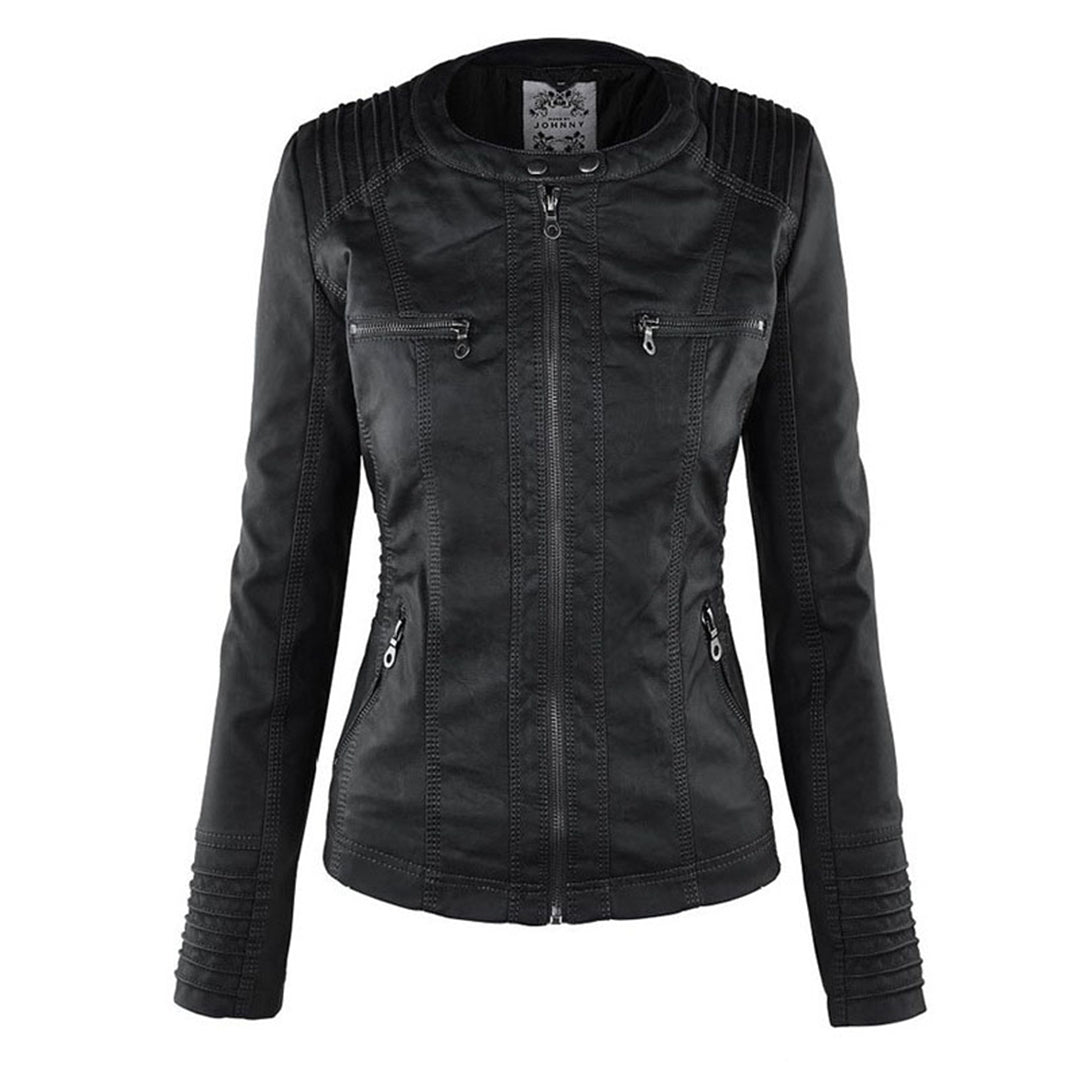 Elegante Damen-Lederjacke mit Kapuze – Modern & Stylisch