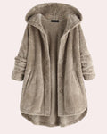 Women's Winter Coat with Hood in Long Cut, Water-Resistant - Beige