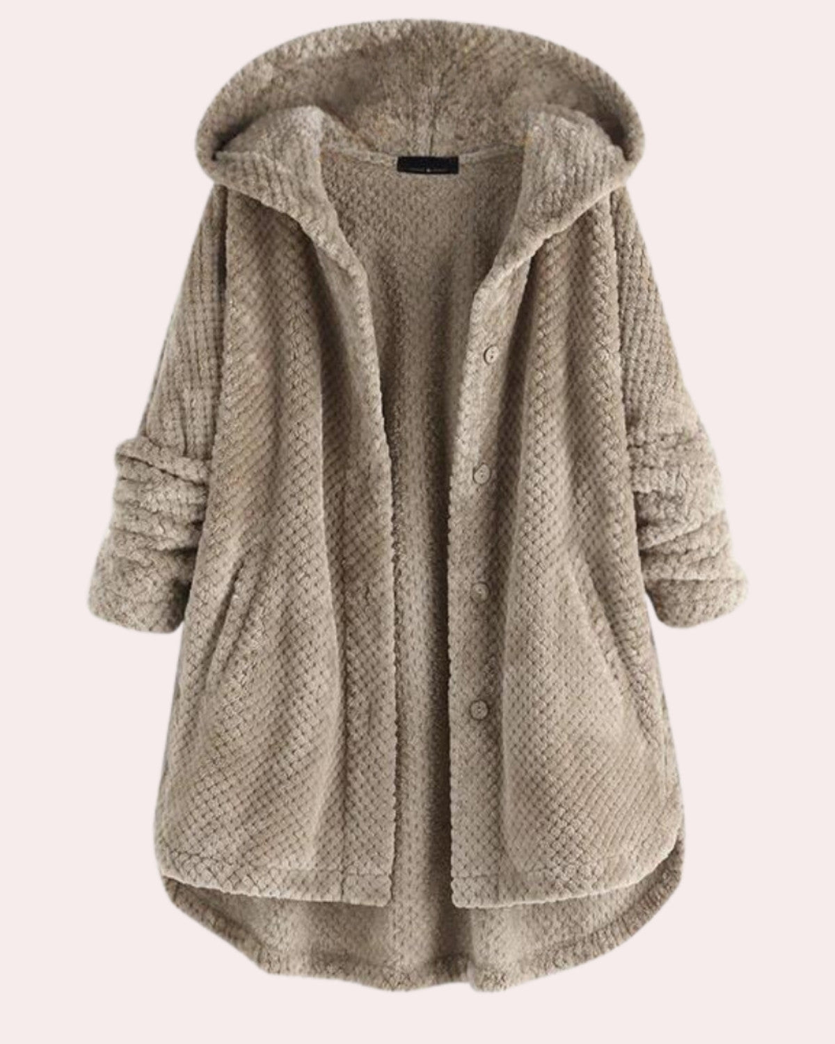Women's Winter Coat with Hood in Long Cut, Water-Resistant - Beige