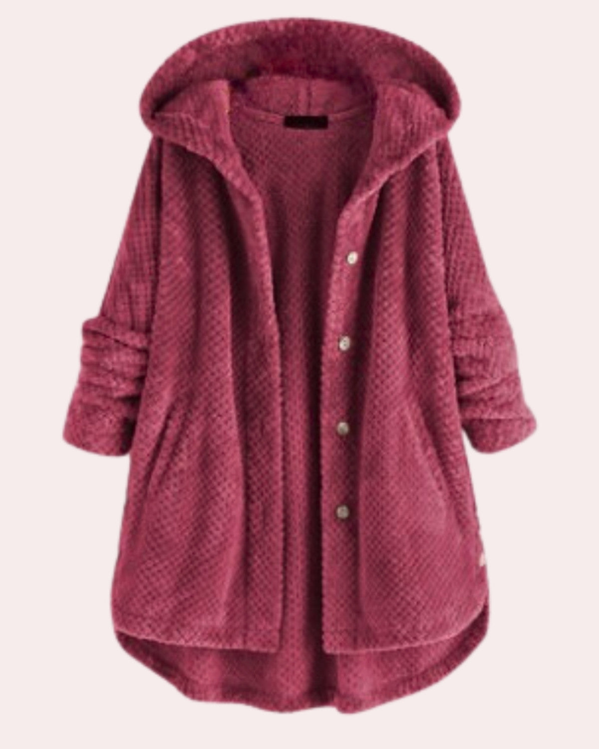 Women's Winter Coat with Hood in Long Cut, Water-Resistant - Wine Red