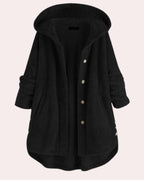 Women's Winter Coat with Hood in Long Cut, Water-Resistant - Black