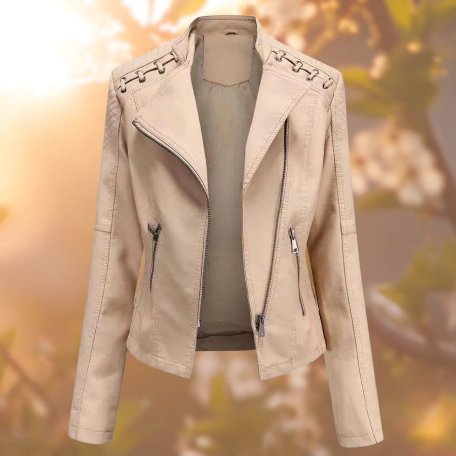 Schmal geschnittene Motorrad-Lederjacke für Damen – schlank & stilvoll