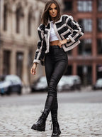 Women's edgy jacket with geometric seams