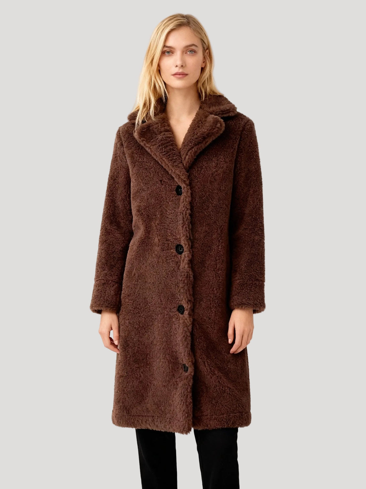 Damen Plüsch-Trenchcoat | Mantel in Plüsch-Optik, Lang, Oversized Fit