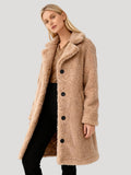 Damen Plüsch-Trenchcoat | Mantel in Plüsch-Optik, Lang, Oversized Fit