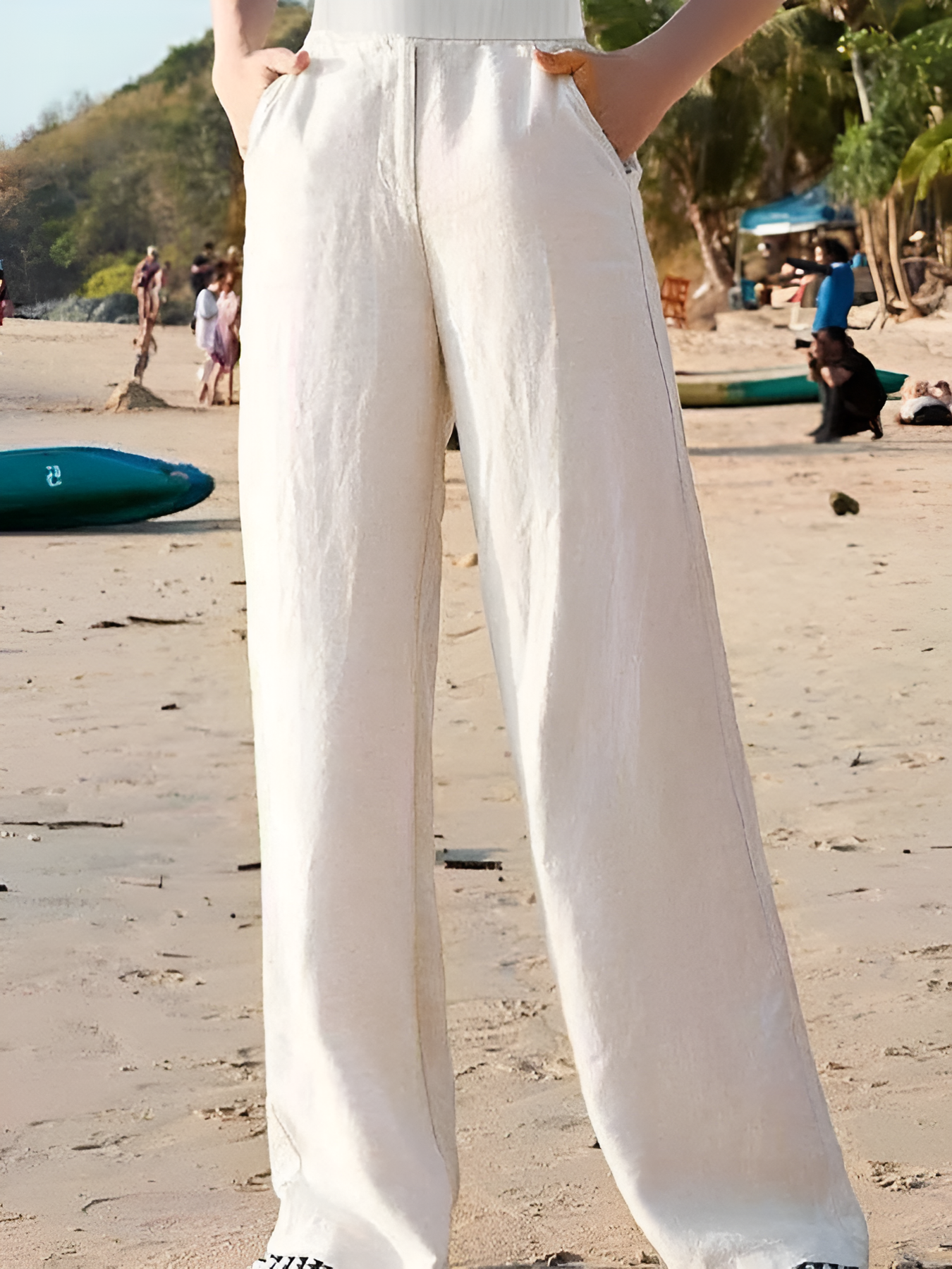 Classic Breezy Pure Linen Wide Leg Women Pants