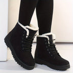 Damen Winterstiefeletten mit runder Zehenpartie und Schnürung, thermische Stiefeletten