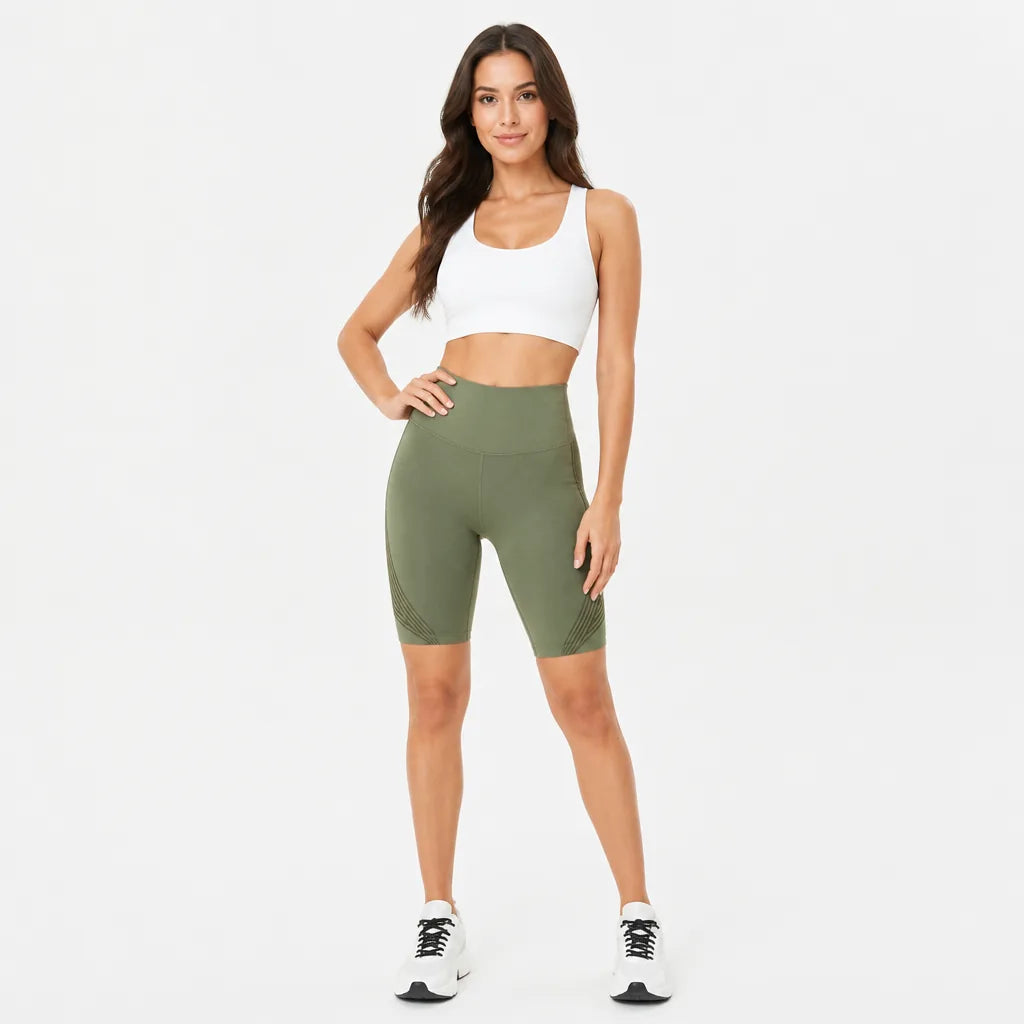 Radlerhose Damen High Waist – Sport Shorts mit Handytasche