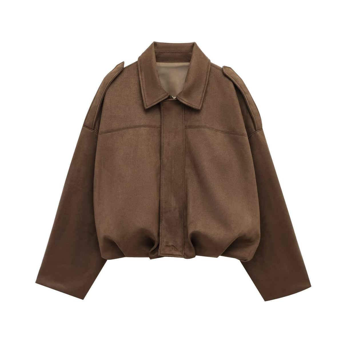 Women’s Oversized Cropped Bomber Jacket with Zipper