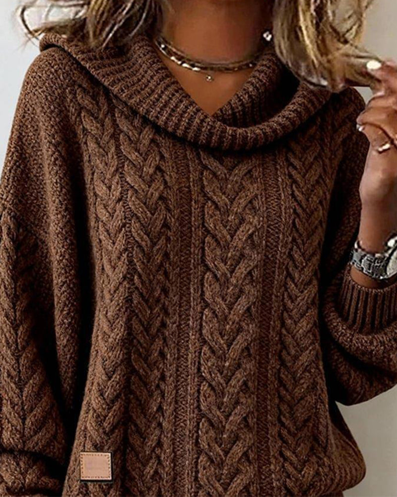 Einfarbiger Strickpullover für Damen