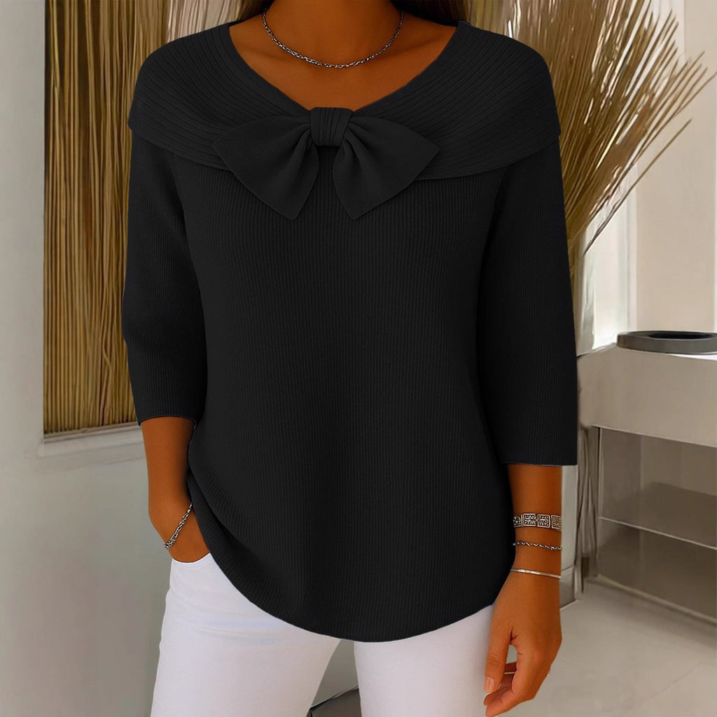 Damen-Poloshirt aus Rippstrick mit Schleife