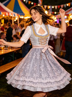 Dirndl Damen Oktoberfest Kostüm | Trachtenkleid mit Corsage & Trägerrock