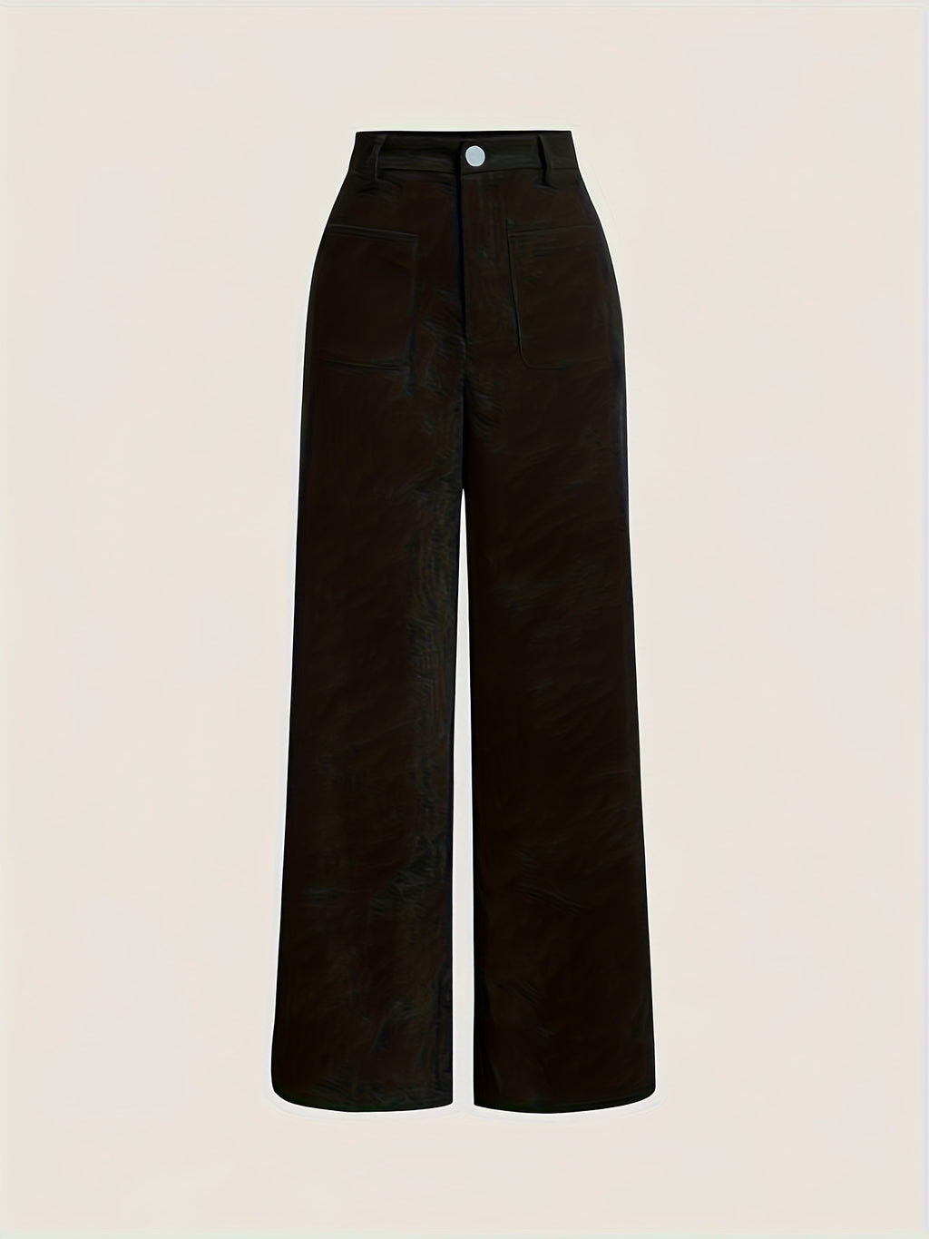 All-Season High Waist Wide Leg Corduroy Trousers for Women, Button Front & Pockets