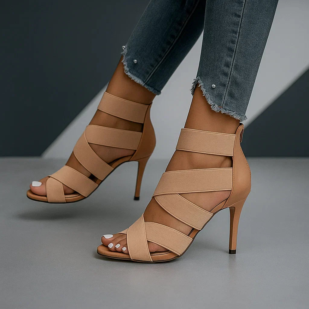 Damen-Pumps mit Stilettoabsatz und Riemchen-Überkreuzung