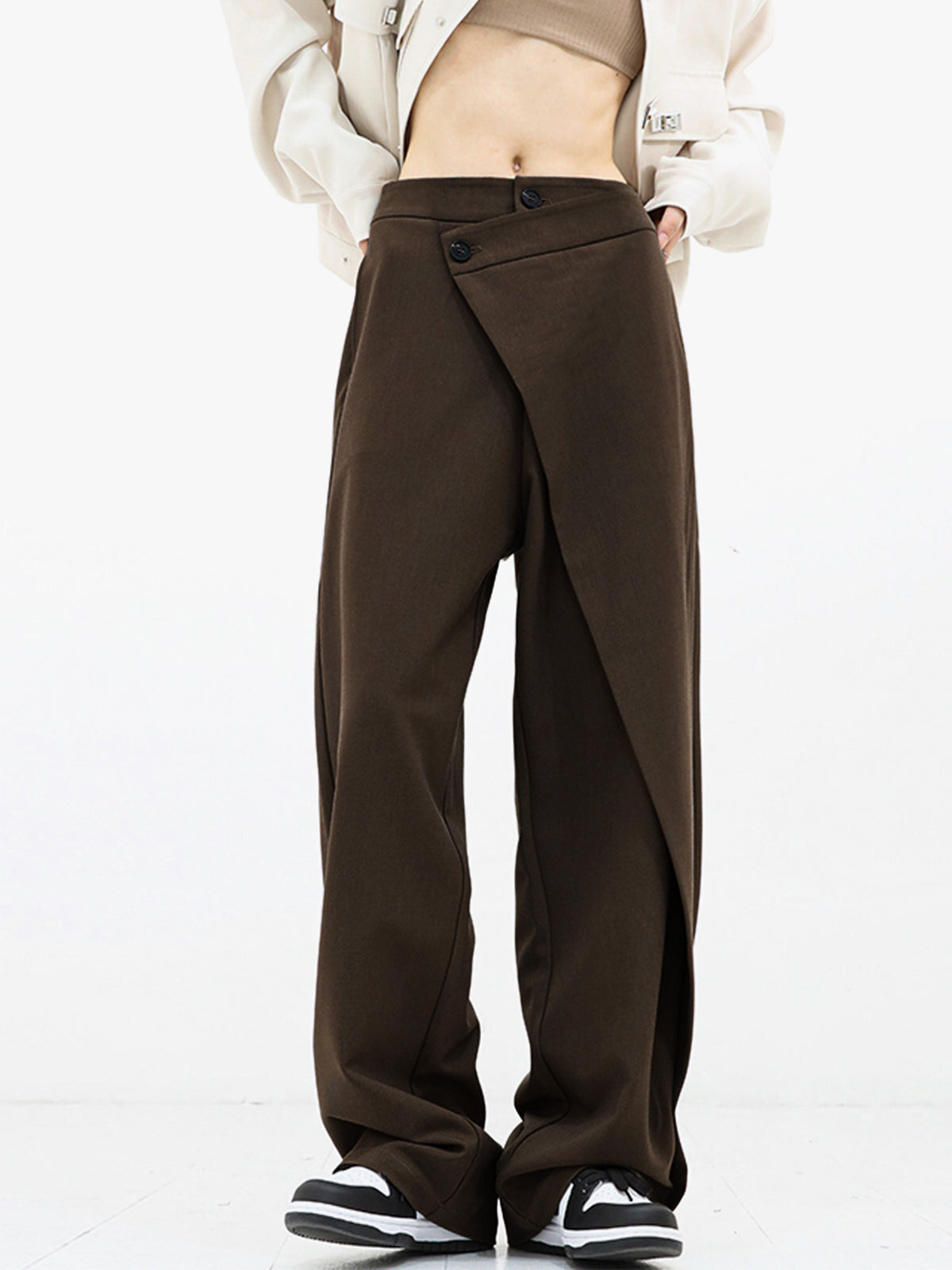Modern Wide Leg Asymmetrical Baggy Casual Women Chic Pants