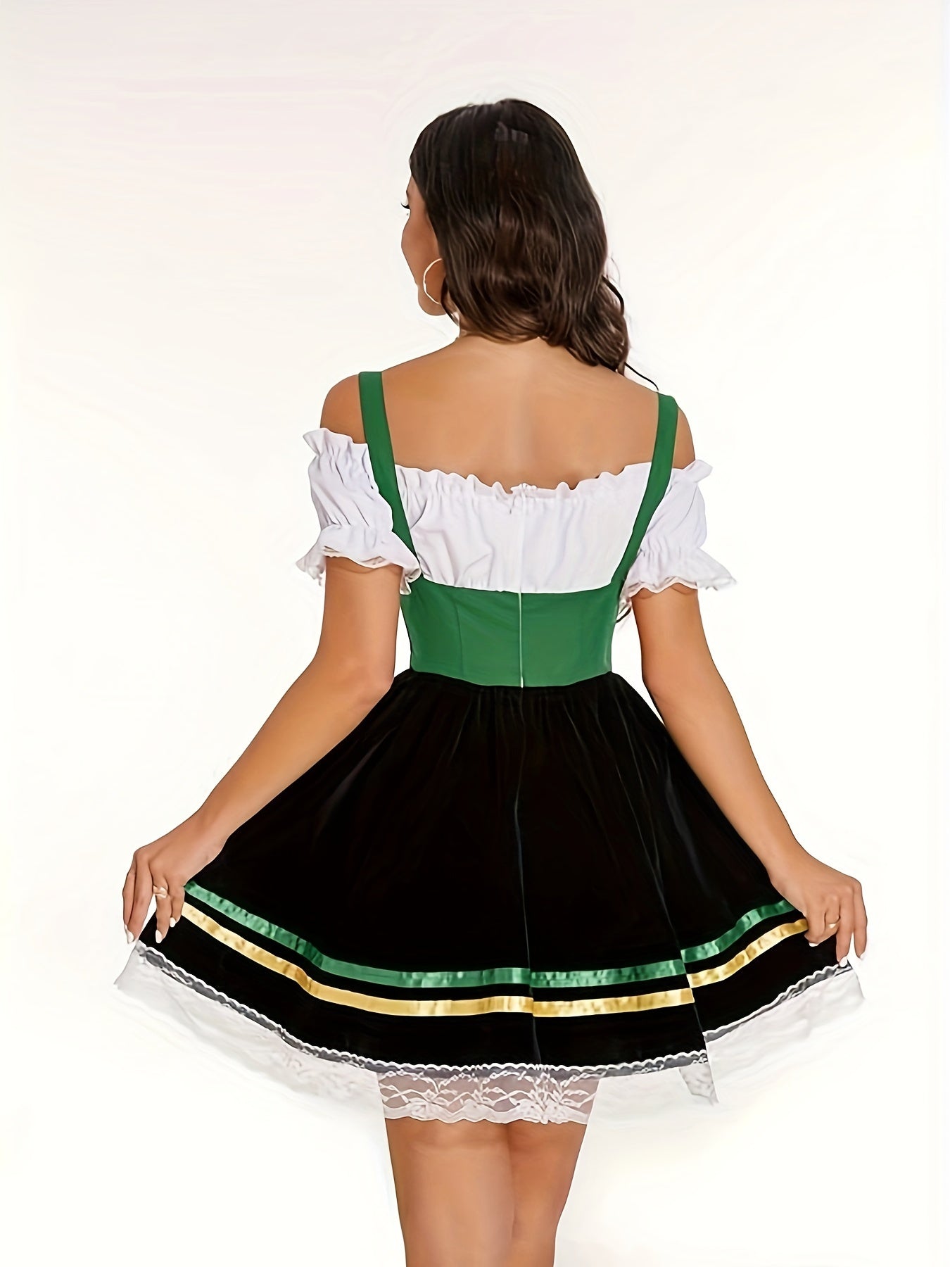 München Oktoberfest Carmen-Dirndl Grün Taillenbetont- Bayerisches Trachtenkleid