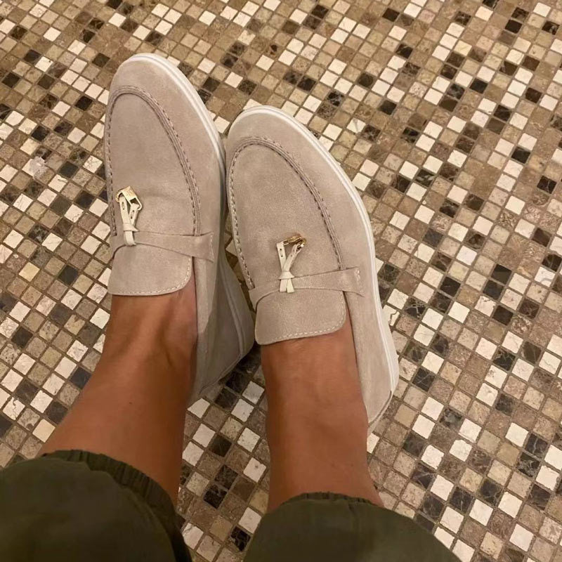 Elegante Damen-Leder Loafer mit Schnallendetail