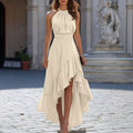 Maxikleid mit Neckholder-Ausschnitt und Rüschensaum