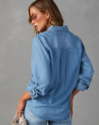 Damen-Jeanshemd mit langen Ärmeln und Knopfleiste