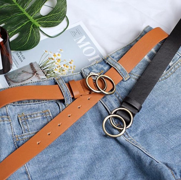Dekorativer Vintage-Gürtel mit zwei Schnallen für Damen