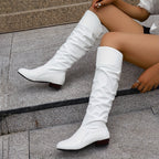 Women's Low Heel Slouch Knee High Boots